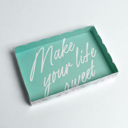 Цена за 5 шт. Коробка для печенья, кондитерская упаковка с PVC крышкой, Make your life sweet, 22 х 15 х 3 см
