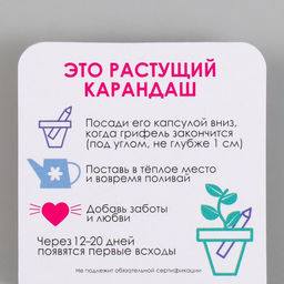 Растущий карандаш подарочный «Гвоздика. Мечтай», mini, простой чернографитный