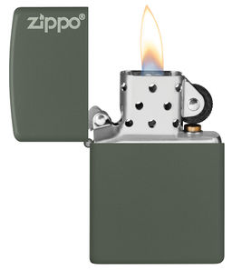 Зажигалка ZIPPO Логотип с зеленым матовым покрытием | Logo Green Matte 221ZL  фото 3