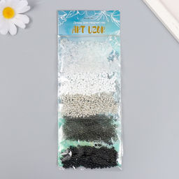 Цена за 2 шт. Бисер круглый «Чёрный, белый и серебро», 5 цветов × 10 г