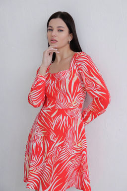 Платье с вырезом каре красное - Martichelli фото 13