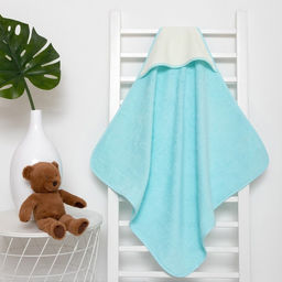 Полотенце уголок махровое Крошка Я, 75х75 см, цвет молочный/мятный, 100% хлопок, 360 г/м2  фото 5