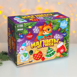 Магниты из гипса Новогоднее настроение (ёлка, варежка, ёлочная игрушка, снеговик) - Школа талантов фото 2