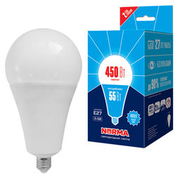 LED-A140-55W/4000K/E27/FR/NR Лампа светодиодная. Форма "A", матовая. Серия Norma. Белый свет (4000K). Картон. ТМ Volpe