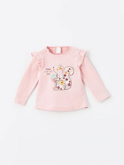 Bisiklet Yaka Uzun Kollu Bask?l? K?z Bebek Bluz ve Tayt 2li Tak?m