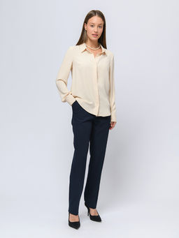 Блуза молочного цвета с длинными рукавами и отложным воротником - 1001dress фото 2