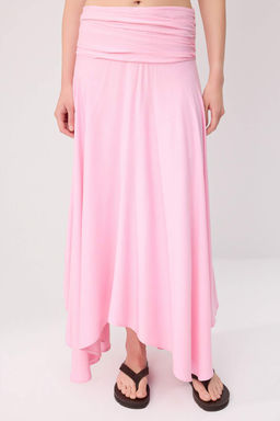 Pembe %100 Viskon Asimetrik Astarl_ Maxi Uzun Etek TWOSS26ET00242 - Trendyolmilla фото 5