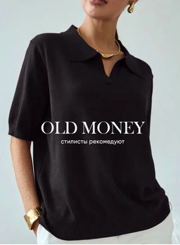 K13460 Футболка-поло (вязаный трикотаж) ЧЕРНЫЙ