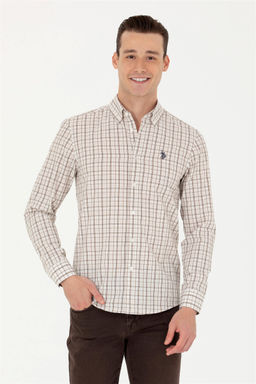 U. S. Polo Assn Мужская рубашка песочного цвета в клетку - U.s. polo assn фото 10