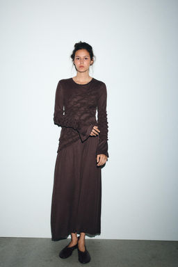 GATHERED MIDI DRESS