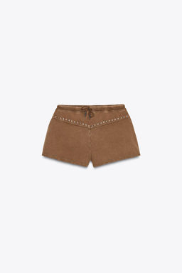 STONEWASHED SHORTS WITH STUDS - Zara фото 4
