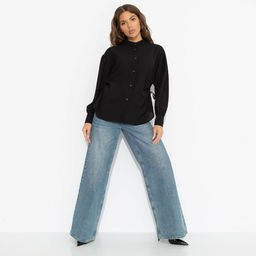 Рубашка с ажурной спинкой и сборками, Невозможно оторваться (черная) - Charutti фото 4