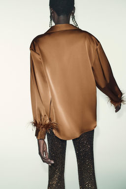 FEATHER SATIN BLOUSE - Zara фото 6