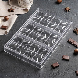 Форма для шоколада KONFINETTA Плитка с колечками, 27.5?17.5?2.5 см, 3 ячейки 15.3?7.5?0.8 см, прозрачная  фото 2