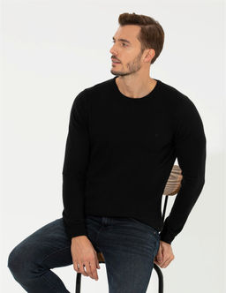 Siyah Slim Fit Bisiklet Yaka Basic Triko Kazak - Pierre cardin фото 2