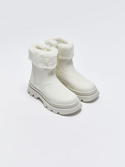 Deri G?r?n?ml? Fermuarl? Bilek Boy K?z ?ocuk Bot