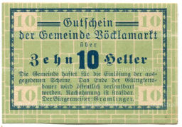 10 геллеров 1920 года Австрия Фёлькермаркт(нотгельд)
