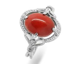 Кольцо из серебра коралл, МЦВ227