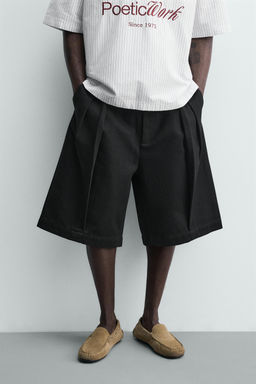 BERMUDA RELAXED FIT PLIEGUES / Negro - Zara фото 2
