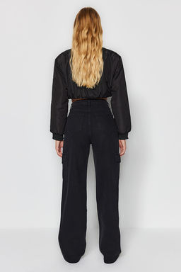 Siyah Kargo Cepli Yuksek Bel Wide Leg Jeans TWOAW22JE0393 - Trendyolmilla фото 11