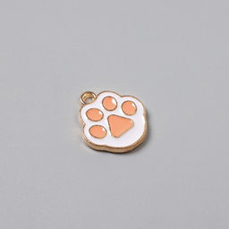 Цена за 6 шт. Металлический элемент, декоративная подвеска «Арт Узор. Кошачья лапка», эмаль, бело-розовый, 1.7×1.5 см