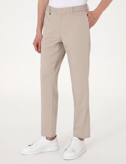 Bej Slim Fit Beli Lastikli Klasik Jogger Pantolon