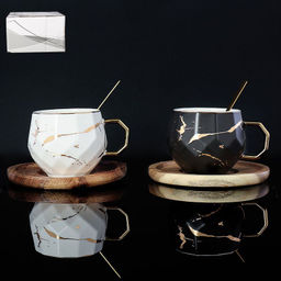 Чайная пара на 1 персону 200мл п/у цвет микс белый или чёрный 7630 /Коралл/  фото 2