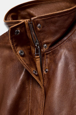 100% LEATHER BOMBER JACKET ZW COLLECTION LIMITED EDITION - Zara фото 19