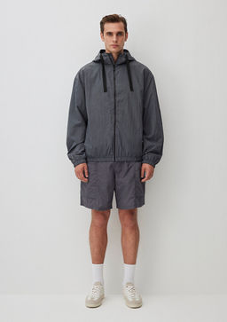 Kapusonlu Gri Ceket - Mavi фото 4