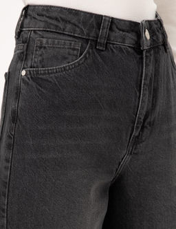 Gri High Waist Flare Fit Jean Pantolon