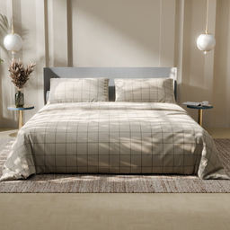 Постельное бельё Этель 1,5 сп Клетка цвет бежевый 143х215, 150х214, 50х70см-2 шт, бязь, 125г/м2  фото 5