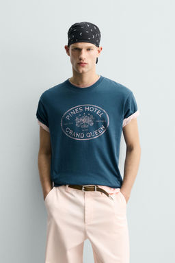 CAMISETA ESTAMPADO LAVADO / Azul?n