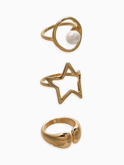 Набор колец 3 шт "Новый стиль" космос, размер МИКС, цвет белый в золоте