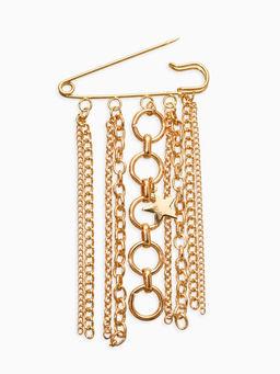 Булавка с подвесами "Звезды", цвет золото L=6см