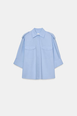 CAMISA POPEL?N BOLSILLOS ZW COLLECTION / Azul claro - Zara фото 4