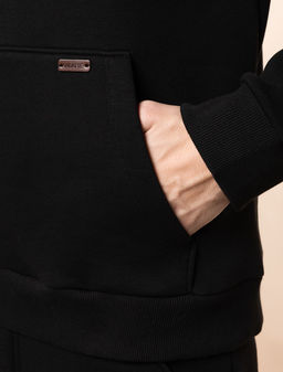 Худи с воротом на молнии из теплого футера-трехнитки