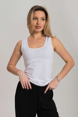 Майка из кулирки с лайкрой М326013б белый - Елена фото 2
