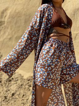 6885 Костюм из кимоно и шорт коричнево-голубой - Martichelli фото 7