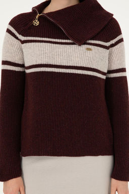 Женский бордовый свитер с v-образным вырезом Неожиданная скидка в корзине - U.s. polo assn фото 6