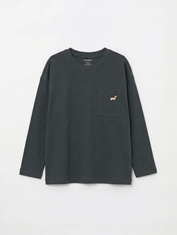 Bisiklet Yaka Bask?l? Uzun Kollu Erkek ?ocuk Ti??rt 2li