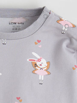 Tav?an Bask?l? K?z Bebek Sweatshirt ve E?ofman Alt?