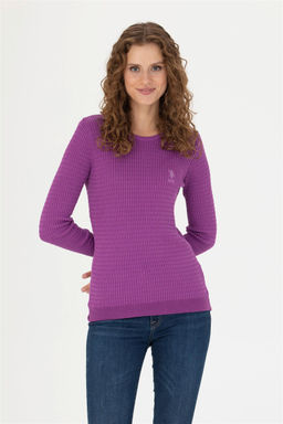 Женский базовый свитер фиолетового цвета с круглым вырезом Неожиданная скидка в корзине - U.s. polo assn фото 3
