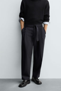 RELAXED FIT TROUSERS WITH BELT