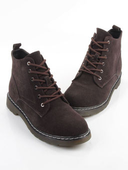 M15-35 BROWN Ботинки зимние женские (натуральная замша, натуральный мех)