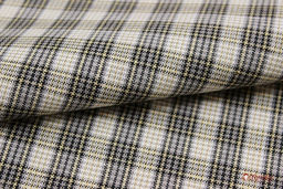 Пестрядь Мелкая клетка цв.серый/бежево-желтый, ш.1.5м, хлопок-100%, 130гр/м.кв - Купава фото 4