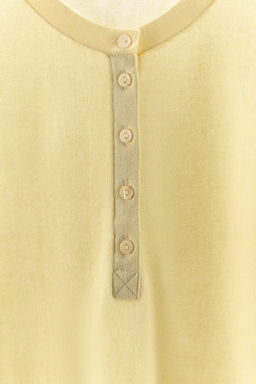 CAMISETA MEZCLA ALGOD?N BOTONES / Amarillo - Zara фото 7