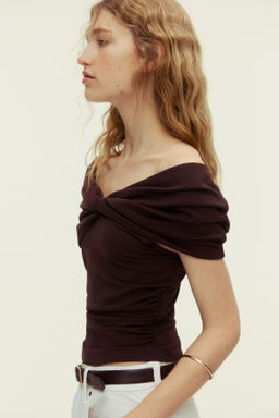 Top off-the-shoulder con detalle girado - H&m фото 5