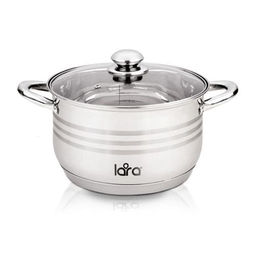 Кастрюля LARA (нерж) SONATA 18x11,5см, 2,9л, 7-cтупенчатое дно, комбо-полировка, крышка (LR02-581)