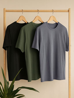 Bisiklet Yaka K?sa Kollu Erkek Ti??rt 3l? Paket