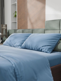 Постельное бельё 1.5-спальное «Этель», тенсель, серо-голубое